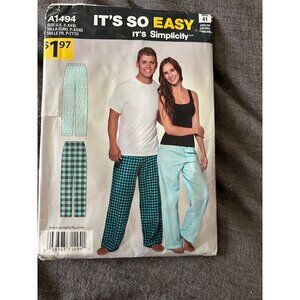 Its So Easy Simplicity A1494 Unisex Pull-On Pants Sewing Pattern S-XXXL Cotton/B
